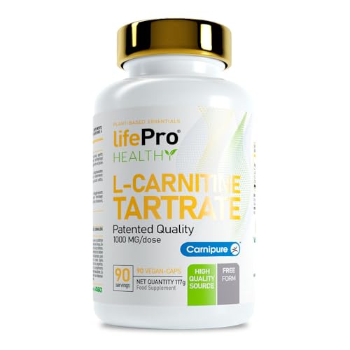 Life Pro Carnitine 1000 Carnipure para contribuir a perder peso – Quemagrasas para ayudar a definir la musculatura y aportar energía – Termogénico para acelerar el metabolismo – 90 cápsulas