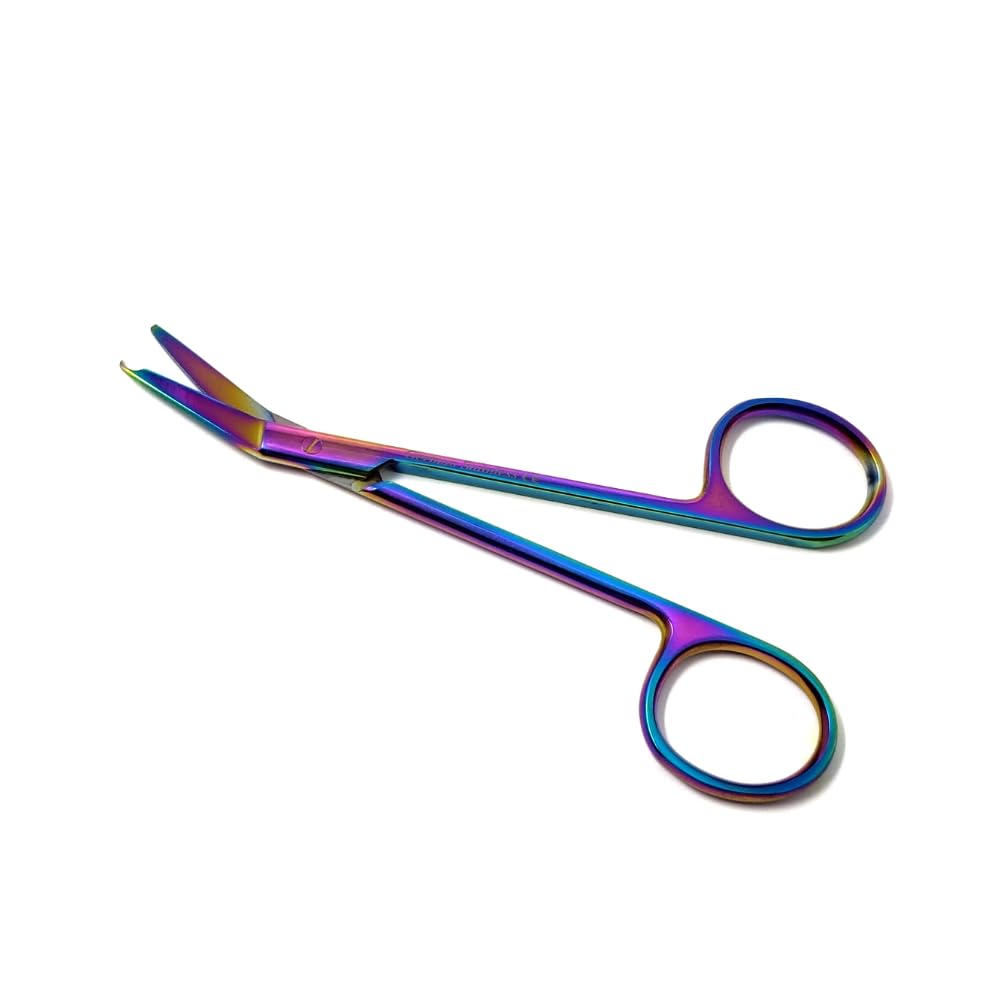 Suture Stitch Scissors with Angled Blades to Reach Tight Spaces with One Hook Delicate Crescent Tip Multipurpose 4.5