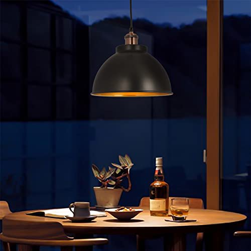 Kighsin Modern Industrial Barn Black Pendant Light For Kitchen Island, Farmhouse Vintage Metal Domed Shade Hanging Ceiling Lamp For Dining Room Hallway Basement (1 Pack) #TOP6