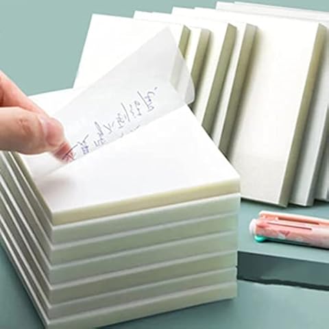 150 PCS Transparent Sticky Notes Square Self-Stick Note Pads, 76mm*76mm Transparent Self Adhesive Removable for Office, School, Students Cover
