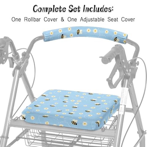 Image of Bee Rollator Accessories for Ladies Universal Walkers Seat Covers Cute Walkers for Seniors with Seat Covers Blue
