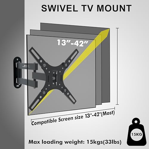 Image of Target TT-WMD-1342-1TS(X1) Full Motion TV Wall Mount, Premium Steel, 13-42 Inch Screen Size, 15kg Load Capacity, 90 Swivel Range, VESA 200x200mm Compatible, Black