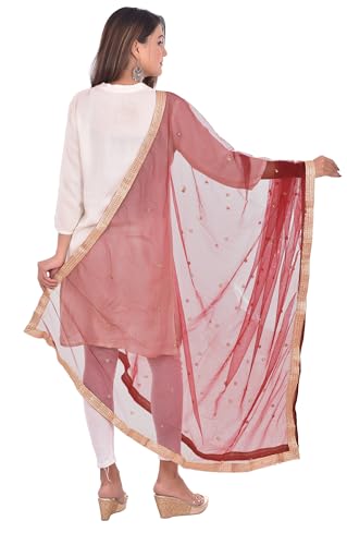 Image of YOUTHQUAKE Women's Embroidered Net Dupatta