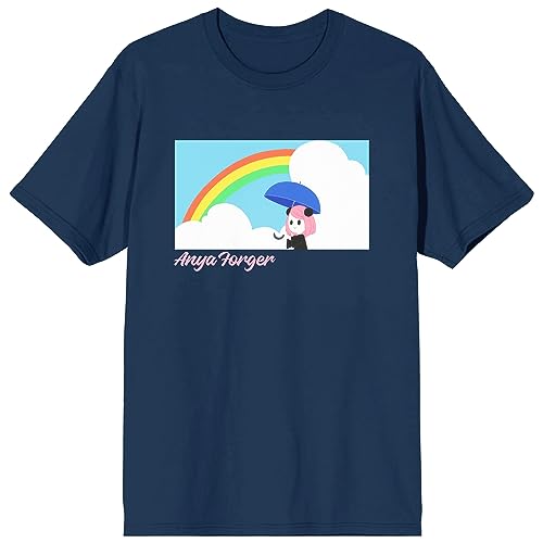 Spy X Family Anya Rainbow Crew Neck Short Sleeve Navy Men's T-Shirt-XL