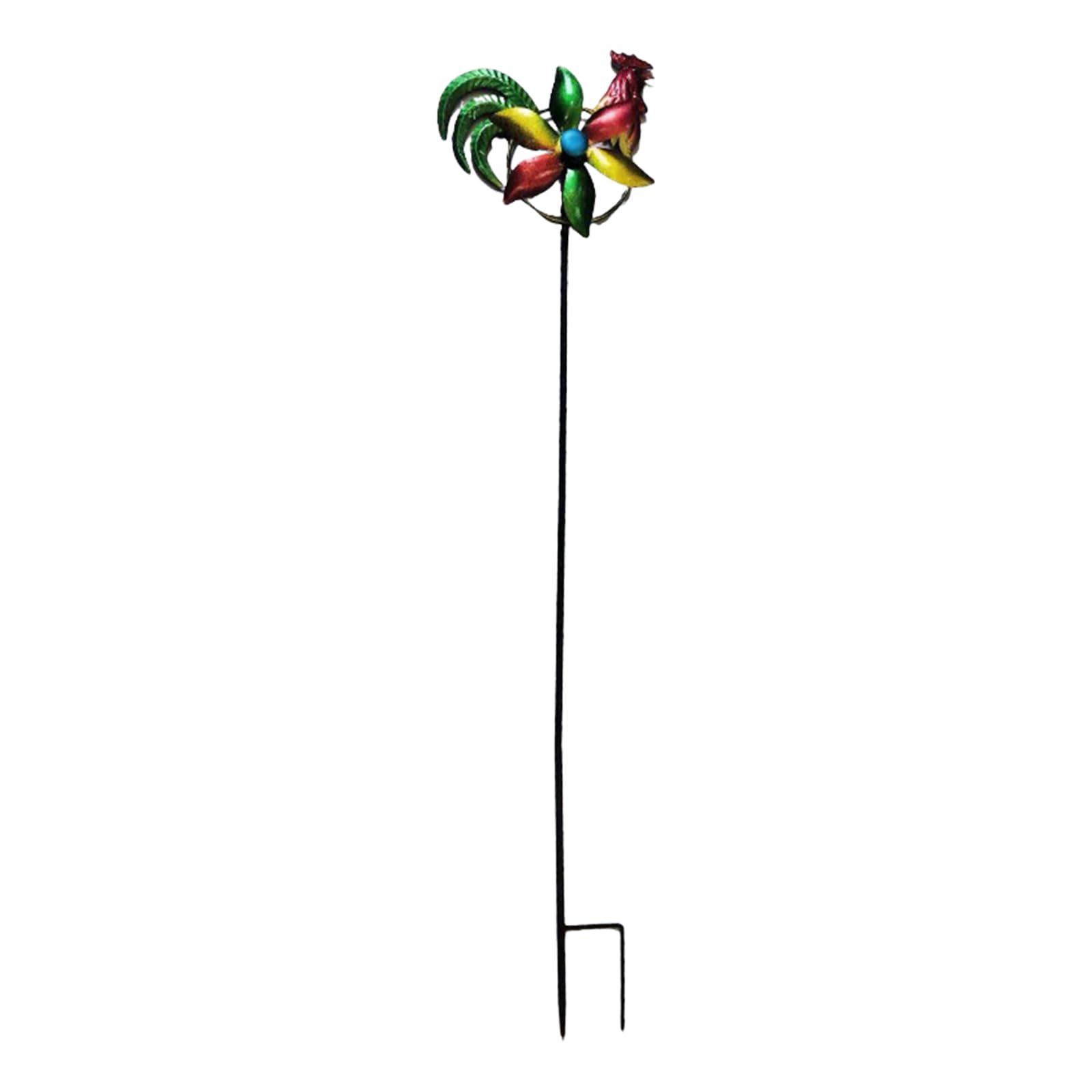 Introti Garden Wind Spinner with Metal Stake Colorful Pinwheels Sculptures Decorative Weatherproof for Front Porch Backyard Lawn Flower Bed (Rooster)