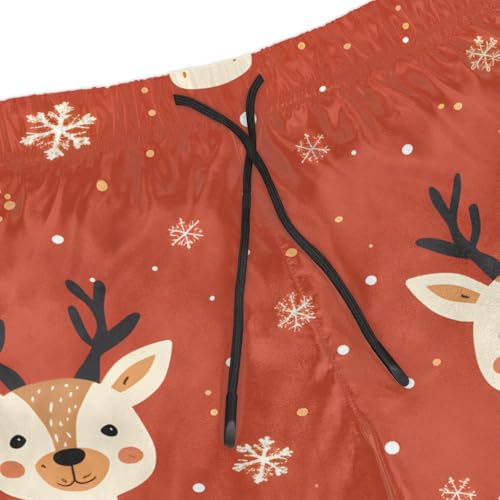 Men's Swim Trunks Size S Deer Head Motif with Mesh Lining Soft Breathable Quick Dry Beach Shorts Coral Red4