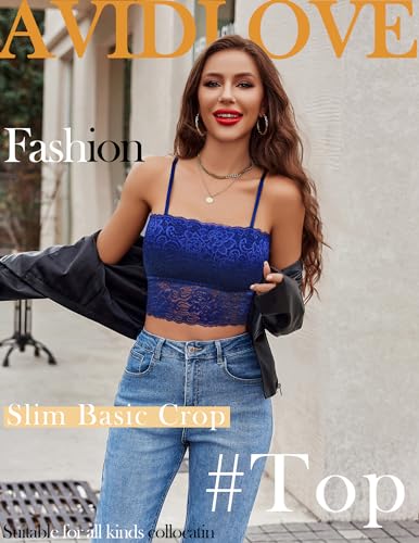 Image of Avidlove Bralettes for Women Lace Spaghetti Strap Tank Top Tube Slim Basic Camisole