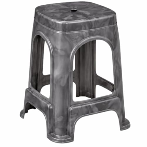 Image of PulGos Pack of 1 Grey Plastic Sitting Stool for Home, Office & Outdoor Use | Compact, Lightweight & Durable Stool for Adults & Kids | Use as Footrest, Side Table, Extra Seating for Living Room