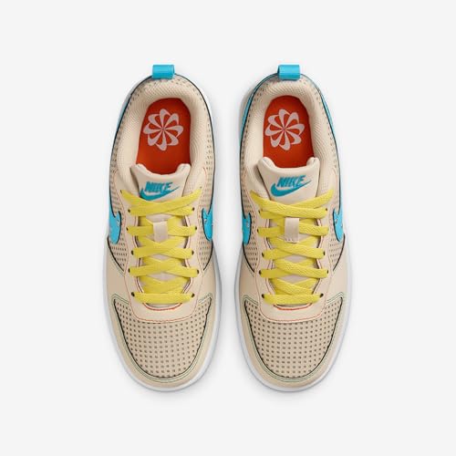 Nike Court Borough Low Recraft Big Kids' Shoes (IB7726-126, Sanddrift/Phantom/Opti Yellow/Baltic Blue)4