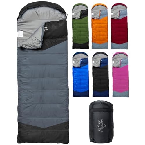 ETGLCOZY Sleeping Bags for Adults Kids, Ultralight Compact w/Compression Sack for Warm & Cold Weather Camping Essentials for Backpacking Hiking Travel Indoor – Unisex Boy Girl Man Woman