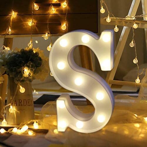 Topzilly LED Marquee Letter Lights Sign, Warm White LED Lamp, Light up 26 Alphabet for Living Room, Bedroom Table & Wall, Home Bar, Christmas, Wedding, Party Festival Decoration (S)