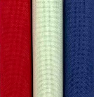 Image of KCS 3 pc of 15 inch x 18 inch(38cmx45cm) Counted Cross Stitch Cotton Aida Cloth Needlework Rolled Fabric Box,16CT,Red+Light Green+Jeans Blue