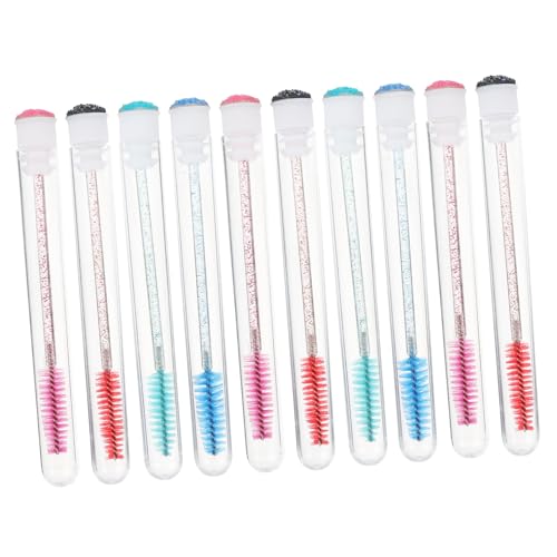SOESFOUFU Elegant Rhinestone Tube Mascara Brush Set 10pcs for Women's Makeup Bag Random Color