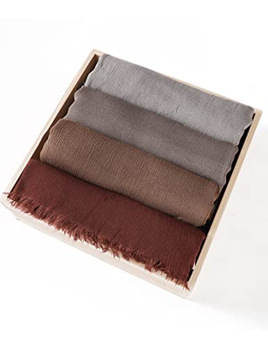 Hijab Scarf for Women - Muslim Rayon Crinkle With Fringe Edge3