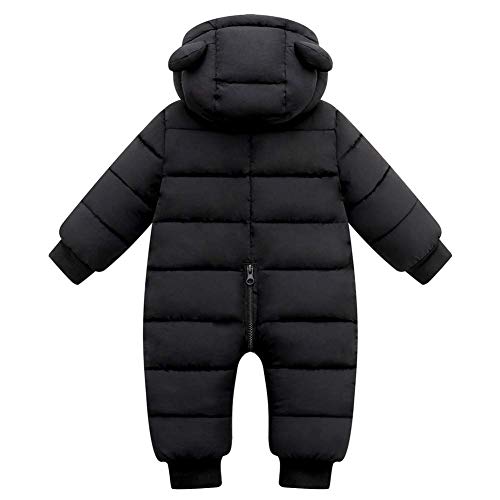 Unisex Baby Snowsuit Infant Cute Bear Hooded Winter Warm Flannel Lining Romper2
