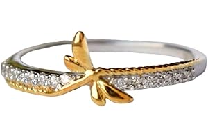 SilverDia Sterling Silver Dragonfly Ring Adorned with Sparkling 1 Ct Diamond