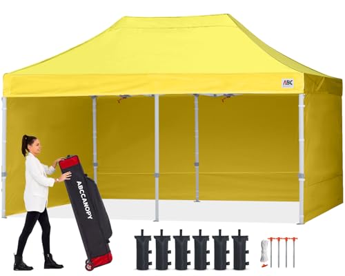 Image of ABCCANOPY Commercial Pop Up Canopy Tent with Sidewalls 10X20,Yellow