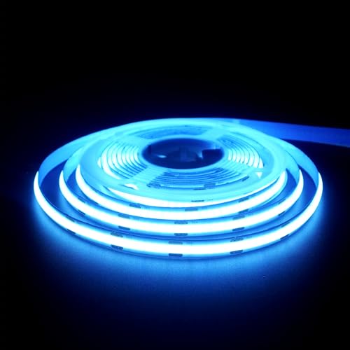 Image of 5V 8mm Width USB COB LED Strip Lights,Ice Blue,320LEDs /M,8W /M,CRI90,16.4FT /5M,Electroplated Double-Sided Panel Light Strip,Waterproof IP20,Flexible Strip for Indoor Decoration