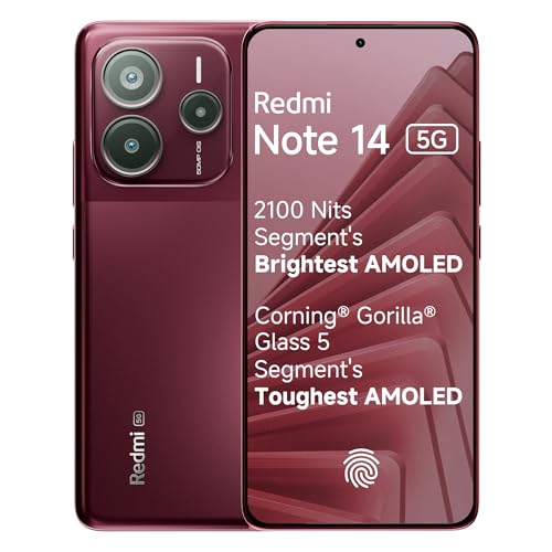 Image of Redmi Note 14 5G Crimson Art (8GB RAM 128GB Storage) | Global Debut MTK Dimensity 7025 Ultra | 2100 nits Segment Brightest 120Hz AMOLED | 50MP Sony LYT 600 OIS+EIS Triple Camera