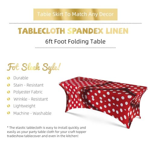 Housse de table extensible 1,8m nappe élasthanne rectangulaire pois - 6