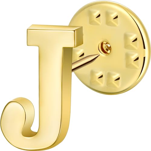 Initial Lapel Pin for Men Women, Brooch Pins for Men Suits, Metal Button Pins in 18K Gold and Silver Tone.