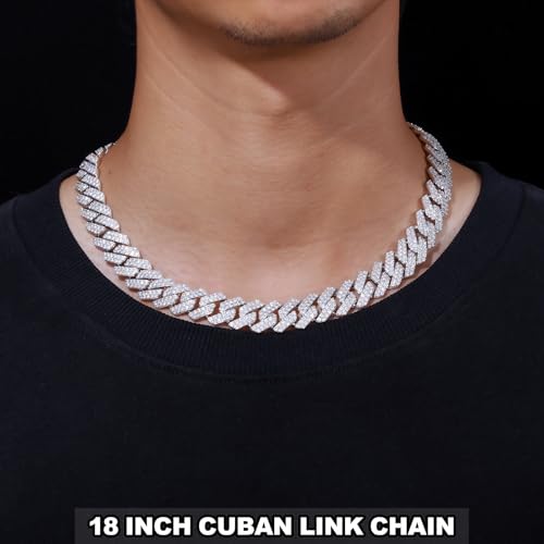 Image of Ucciyo 20MM Cuban Link Chain for Men Iced Out Miami Cuban Necklace 18k Gold Plated 5A+ Zicron 10MM /12MM /14MM /20MM Iced Out Chain Gold /Silver Bling Luxury Hip Hop Jewelry For Women Men