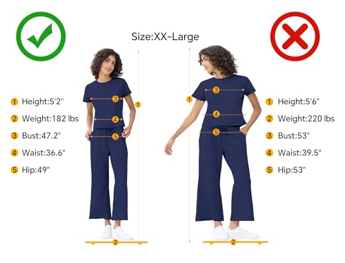 EYZH Womens Travel Outfits 2 Piece Sets,Short Sleeve Crewneck Tops Wide Leg Crop Pants,Lounge Sets Two Piece Casual Tracksuit2