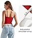 OMKAGI Womens Workout Tank Tops Adjustable Strap Longline Sports Bra Padded Sleeveless Top(L,279-Red)