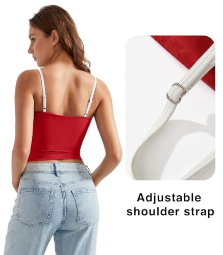 Image of OMKAGI Womens Workout Tank Tops Adjustable Strap Longline Sports Bra Padded Sleeveless Top