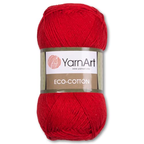 Frida's Wollhaus YarnArt 100 g Eco-Cotton Stricken Häkeln Baumwolle Garn Amigurumi 20 Farben (769 | Rot | 8681338515705)