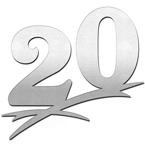 Hausnummer Edelstahl 20 (16cm Ziffernhöhe) - 16cm 20cm 30cm 40cm 50cm - ORIGINAL ALEZZIO DESIGN - V2A - Türschild - LEICHTE MONTAGE - WITTERUNGSRESISTENT … Cover