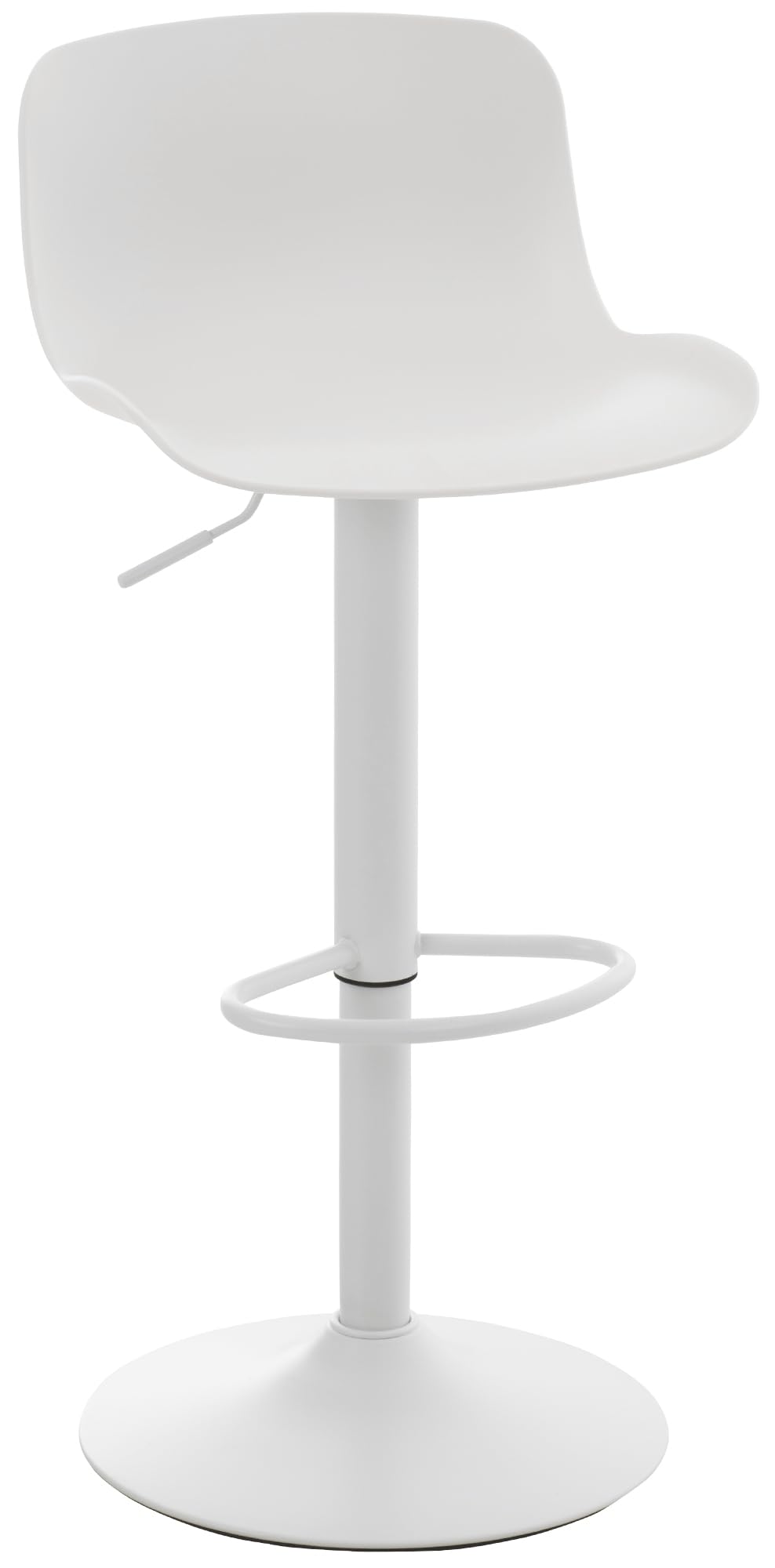 CLP Sgabello da Bar Seduta in plastica Almada I Sgabello da Bar Regolabile in Altezza I Girevole a 360° con Schienale e poggiapiedi, Colore:Bianco