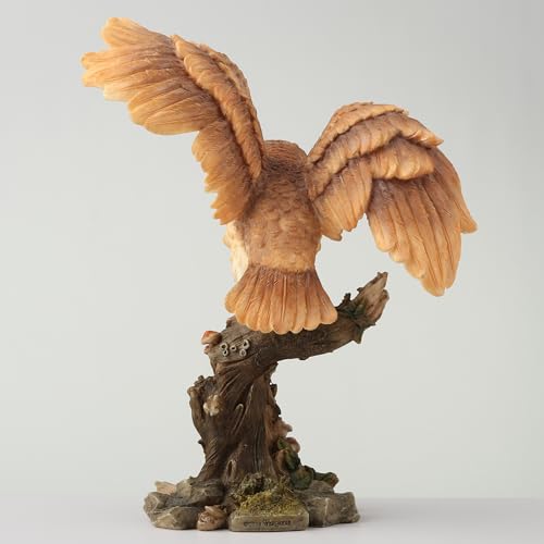 Estatua búho extendiendo alas de resina pintada 6.25 in miniatura 3