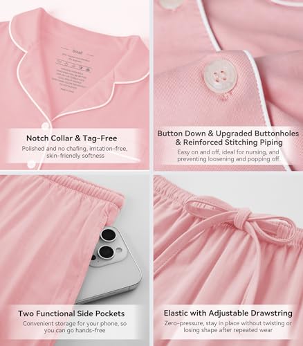 Image of WiWi Viscose from Bamboo Women's Pajamas Set Super Soft Button Down Top and Pants Sleepwear Cooling Pjs S-3X