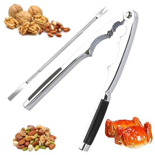 Schiaccianoci Antiscivolo, Acciaio Inox schiaccianoci, Schiaccianoci in Metallo, Noce Pinze, Cracker Sheller, Schiaccianoci con Ago di Granchio, per Noci, Mandorle, Nocciole, Frutti di Mare