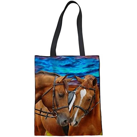 Jndtueit Bolso de mano de lona Estampado Animal Horse Cover