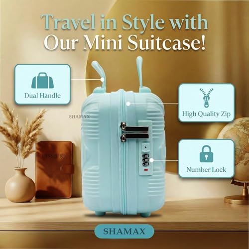 Image of SHAMAX Makeup Organizer Box for Women | Bridal Makeup Case Lockable Vanity Case for Cosmetics, Jewellery & Beauty Storage Organizer, Gift for Women (Mint Green)