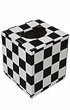S Forever Cube Tissue Box Holders PU Leather Square Roll Tissue Box Cover (Black and White Checkerboard,5.32' L x 5.32' W x 5.51' H)
