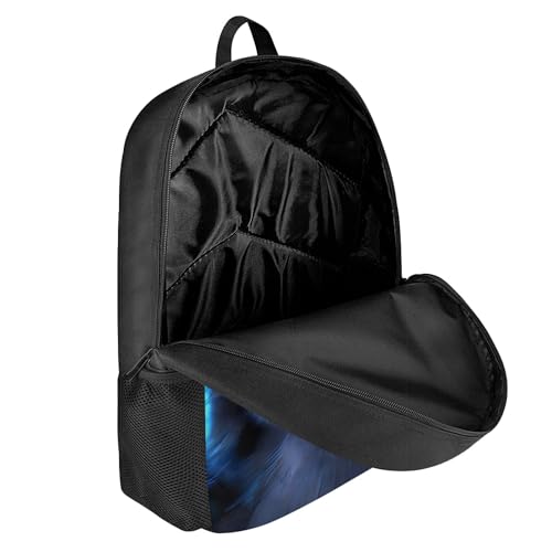 Binienty Schulrucksack für Kinder, Jungen, Mädchen, Teenager, leicht, für Bücher, Laptop, lässiger Tagesrucksack, Blauer Wolf, Einheitsgröße