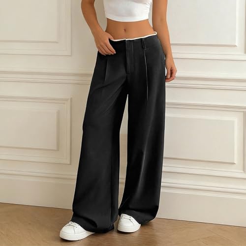 Pantalon jambe large pour femme : style casual à taille haute crossover - 3