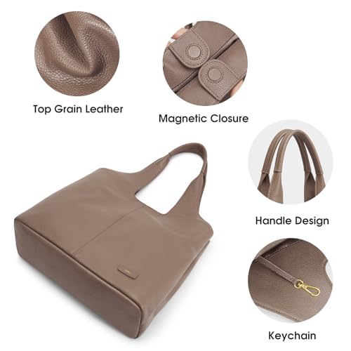 Kattee Leather Tote Bag Purse for Women, Leather Womens Tote Handbags Hobo Shoulder Bags, Large Capacity4