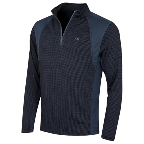Calvin Klein - Calvin Klein Golf Hommes Micro Grille Half Baselayer Zip - Marine/Slate - L - -13%