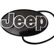 Autogem Compatible/Replacement for LED Light Hitch Receiver Covers Officially Licensed Jeep Hitch Cover Black/Chrome