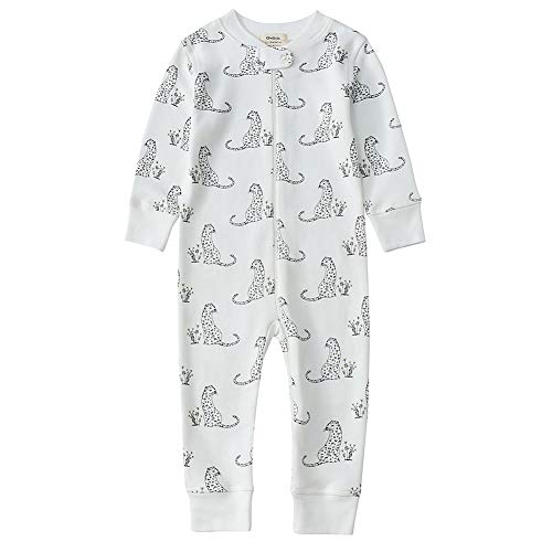 Owlivia Organic Cotton Baby Boy Girl Zip Up Sleep N Play, Footless, Long Sleeve(12-18 Months, Leopard)