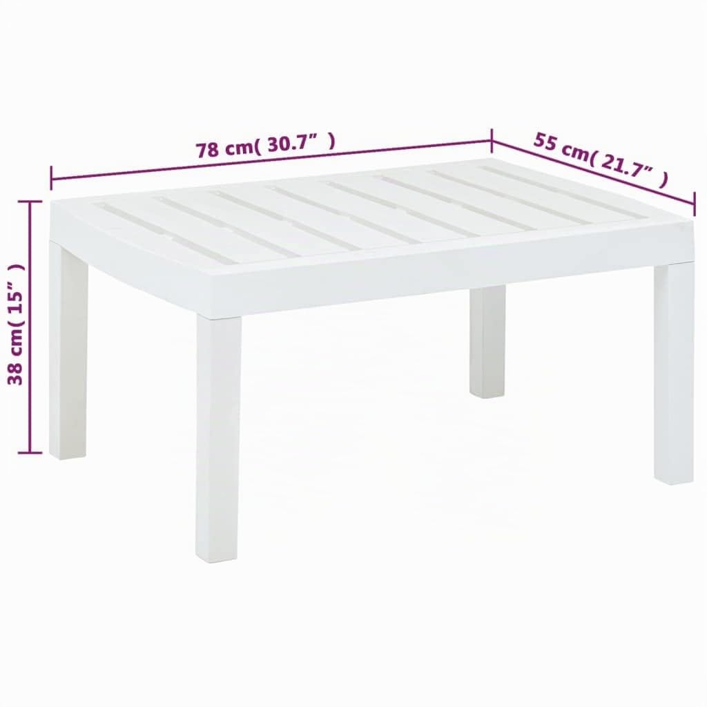 vidaXL Tavolo da Giardino Bianco 78x55x38 cm in Plastica Tavolo per Esterni