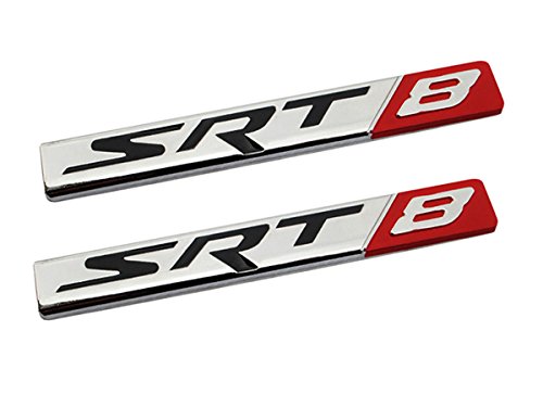 Deselen - LP-BS13 - Car Emblem Chrome Stickers Decals Badge Labeling for Dodge Charger, Challenger Hellcat, Viper, neon, Jeep Grand Cherokee, Wrangler, Compass, Patriot SRT8, Pack of 2 (Silver,Red)