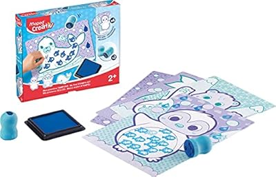 Maped - Manualidades para Niños - Mis Primeros Sellos - A Partir de 2 Años - Temática Polar - Incluye 4 Tarjetas Ilustradas  2 Sellos Ergonómicos con Formas y 1 Tintero Azul