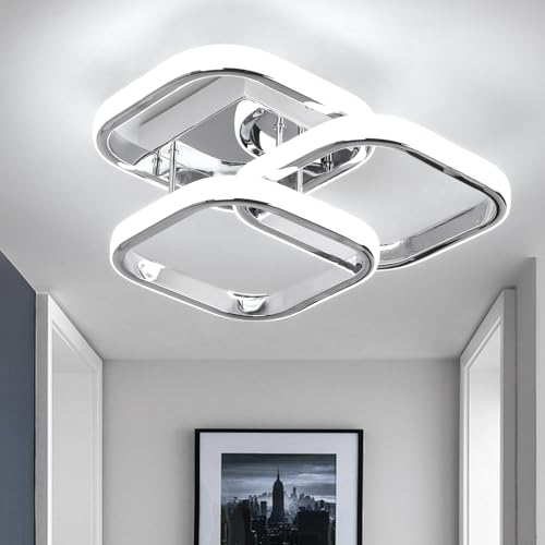 EIDISUNY LED Ceiling Light Modern 36W 3 Square Silver Ceiling Lights Fixture LED for Hallway Office Bedroom Kitchen Living Room Lamp Dining Room