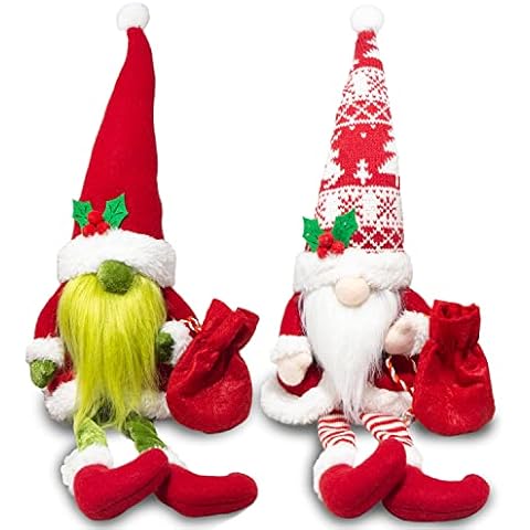 BWFY Christmas Decor, Christmas Gnomes Plush 2PCS Christmas Decorations for Home Holiday Party Gifts Christmas Elf Santa Gnome Ornaments Christmas Tiered Tray Decor Cover