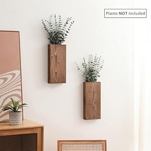 Wood wall planter set of 2 wood wall pocket for greenery and dried flowers indoor wood hanging vase modern farmhouse wall decor for eucalyptus stems decorations walnut  urban country home decor